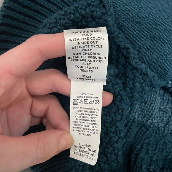 L.L. Bean Signature Cowl Neck Sweater Colorblock Knit Blue Gradient Size Medium - Picture 7 of 9
